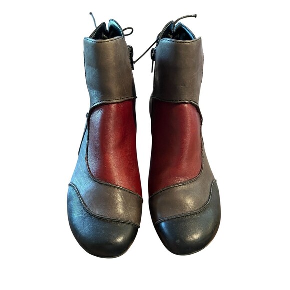 Remonte Dorndorf Patchwork Ankle Boots  36 / 5.5  Black Red & Gray Colorblock - Picture 4 of 7